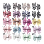 Yundfly 50pcs 3.4" Threaded Ribbon Bows for DIY Hair Accessories Lace Pattern Grosgrain Ribbon Flower Hair Bows with Clips