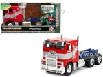 Optimus Prime Tractor Truck Red and Blue with Silver Stripes "Transformers Rise of the Beasts" (2023) Movie "Hollywood Rides" Series 1/32 Diecast Mod