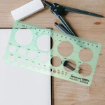 2 Pcs Drawing Template Stencils Ruler DIY Geometric Rulers Circle Plastic Tools Geometry Supplies Measuring Students Drafting