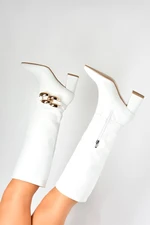 Fox Shoes Women's White Thick Heeled Boots