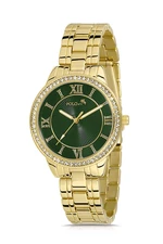 Polo Air Roman Numeral Single Row Luxury Stone Women's Wristwatch Gold-green Color