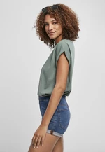 Women's T-shirt with an extended shoulder in light leaf color