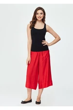 Dagi Women's Red Woven Wide Leg Culotte Pants