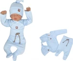 Z&amp;Z 3-dílná soupravička body, polodupačky s provázkem a čepička - sv. modrá, vel. 68 (3-6m)