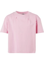 Dívčí organické oversized plisované tričko dívčí růžové
