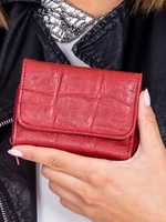 Embossed dark red leather wallet