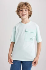 DEFACTO Boy Oversize Fit Crew Neck Pocket Printed Short Sleeve T-Shirt