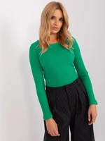 Green basic striped blouse with long sleeves