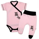 Baby Nellys 2-dílná sada body kr. rukáv + polodupačky, růžová - Zebra, vel. 68 (3-6m)