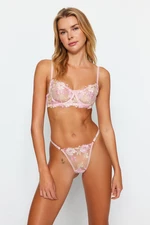 Trendyol Pink Embroidered Lace Capless Knitted Lingerie Set