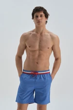 Dagi Blue Micro Split Mid-Belt Shorts