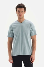 Dagi Blue V-Neck Basic Supima T-Shirt