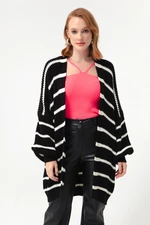 Lafaba Women's Black Oversize Striped Knitwear Cardigan