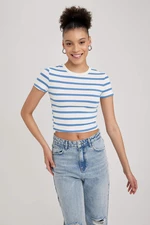 DEFACTO Slim Fit Striped Ribana Short Sleeve T-Shirt