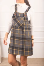 armonika Women's Smoky Plaid Pattern Pocket Gilet