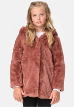 Teddy girl's hooded darkrose coat