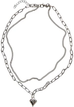 Heart Icon Layering Necklace - Silver Color