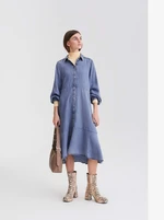 Blue Denim Shirt Dress Pieces Curry - Women
