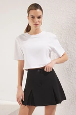 Trendyol Black Woven Pleat Detail Short Skirt