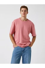 Koton Men's Pink Oversized T-Shirt. Cotton