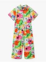 Green-pink floral girly overall Desigual Wisteria - Girls