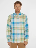 Blue Beige Mens Plaid Shirt Tommy Hilfiger - Men