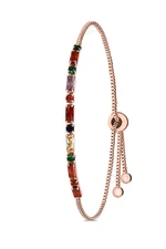 Polo Air Adjustable Women's Colorful Baguette Watertrack Bracelet with Zircon Stones.