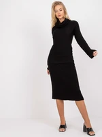 Black two-piece knitted casual set