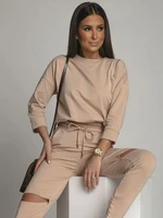 Sports tracksuit with slits at knees, beige