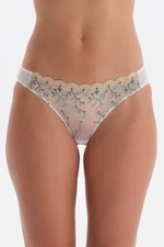 Dagi Ecru Floral Embroidery Detailed Brief Briefs.