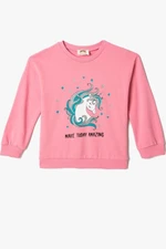 Koton Girl's Printed Crew Neck Sweatshirt