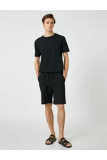 Koton Basic Woven Shorts with Lace-Up Waist with Pocket Detail.