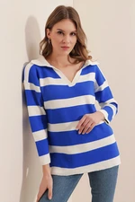 Bigdart 15792 Polo Neck Striped Sweater Saks