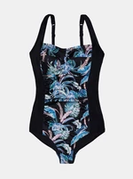 Blue and black floral one-piece swimsuit DORINA