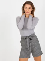 Grey fitted classic sweater with viscose