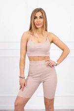 Set of beige trousers with high waist