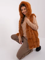 Light brown fur vest with pockets