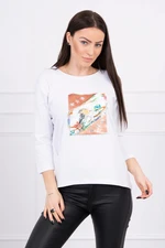 Blouse with 3D Bird white graphics