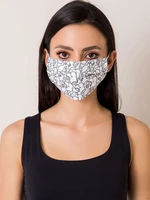 Black and white protective mask with print