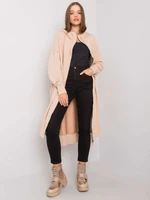 Long beige sweatshirt with zipper