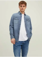 Blue Mens Denim Slim fit Shirt Jack & Jones Heridan - Men