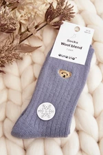 Women's thick socks with teddy bear, blue
