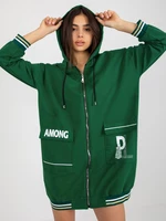 Dark green long zippered hoodie