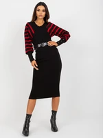 Ladies Knitted Midi Dress - Black