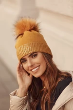 Winter mustard cap with glossy trim