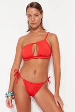 Trendyol Red One-Shoulder Bikini Top With Cut Out/Window