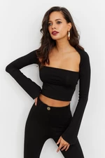Cool & Sexy Women's Black Crop Top with Window B1905