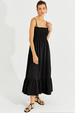 Cool & Sexy Women's Black Gipe Strap Midi Dress