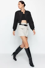 Trendyol Ecru Belt Pocket Detail Mini Woven Skirt