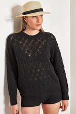Bianco Lucci Women's Square Patterned Knitwear Seasonal Sweater